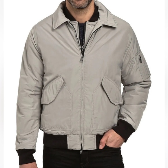 NWT NAUTICA Seashore Grey Full Zip Military Bomber Water Resistant Jacket - Picture 1 of 7